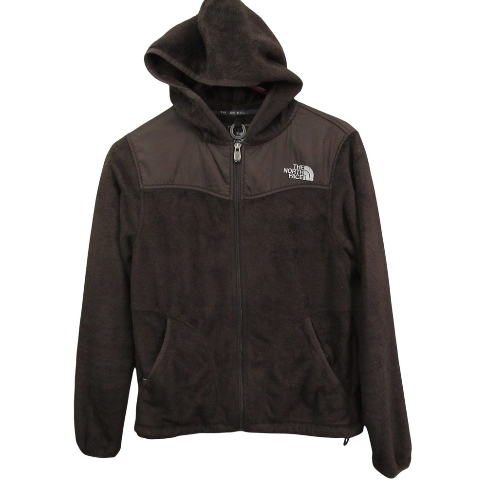 The North Face Womens Fleece Jacket S Brown Hooded Pocket Full Zip
